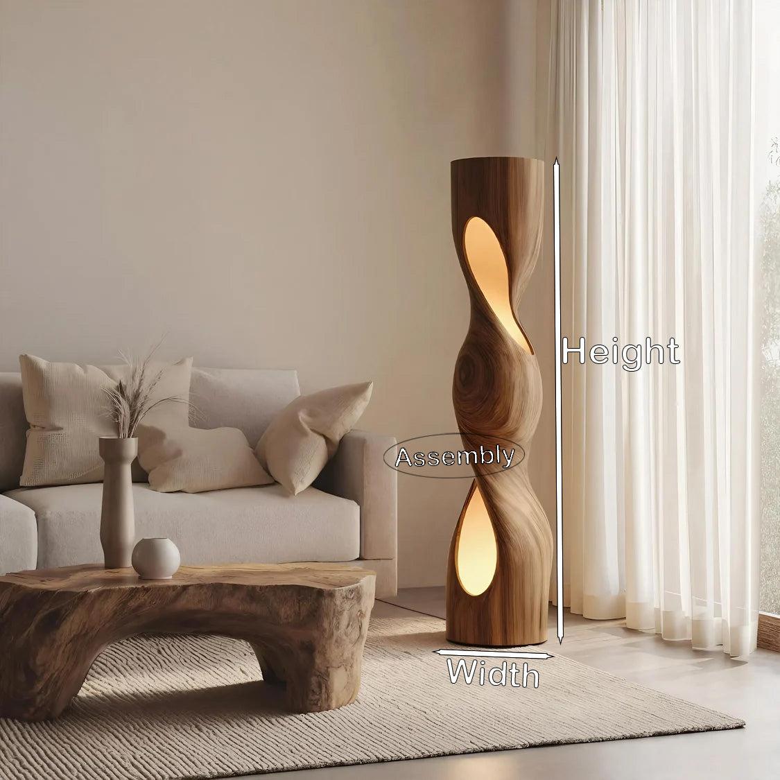 Spry Interior Organic Sculptural Twisted Wood Floor Lamp, Rustic Handcrafted Standing Tall Pole Light for Living Room, Bedroom, SITHHNLAM030