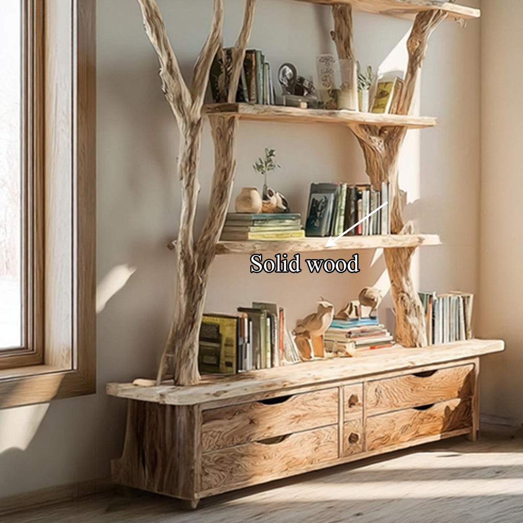 Rustic Tree Bookshelf Storage Living