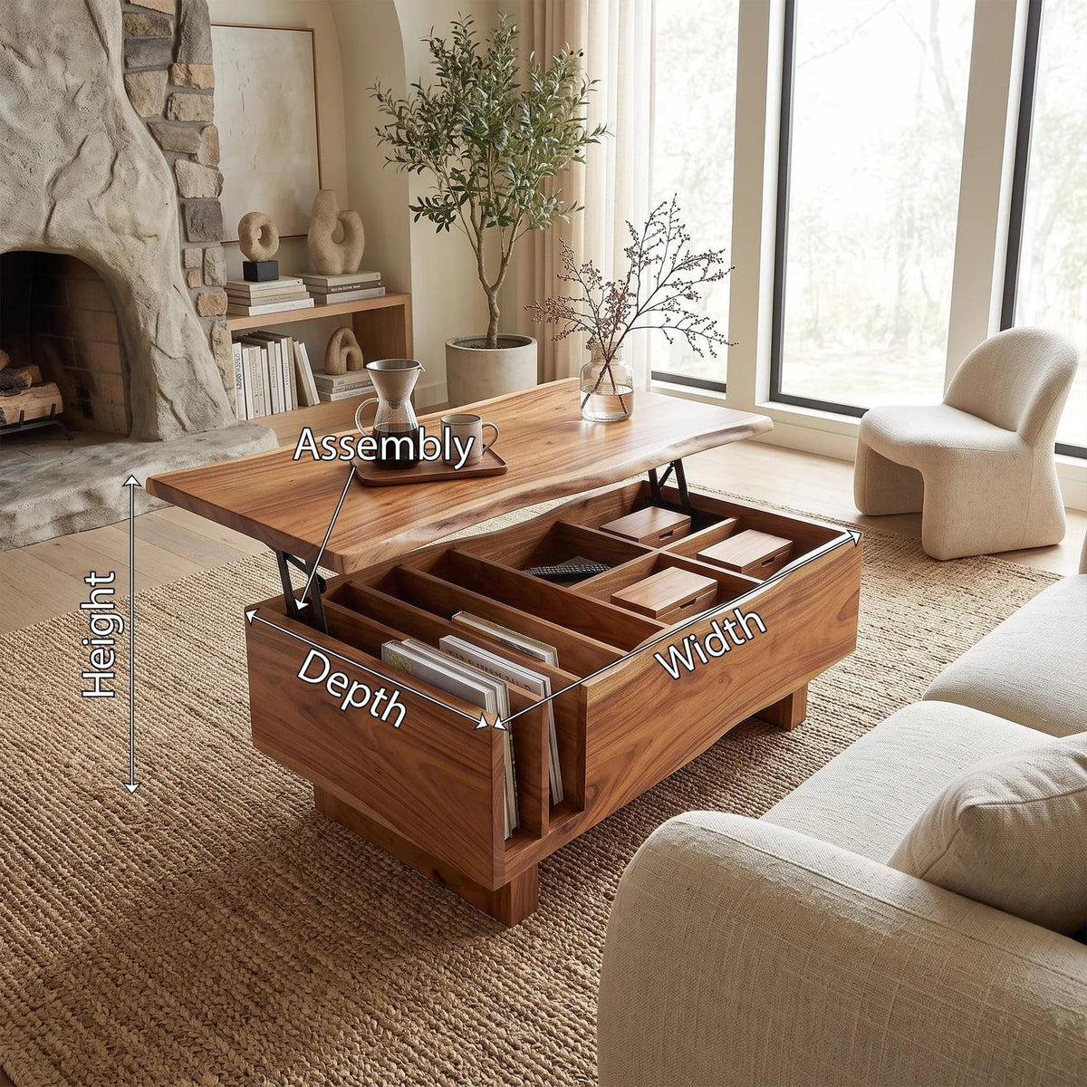 Organic Modern Lift Top Coffee Table Reading Lounge