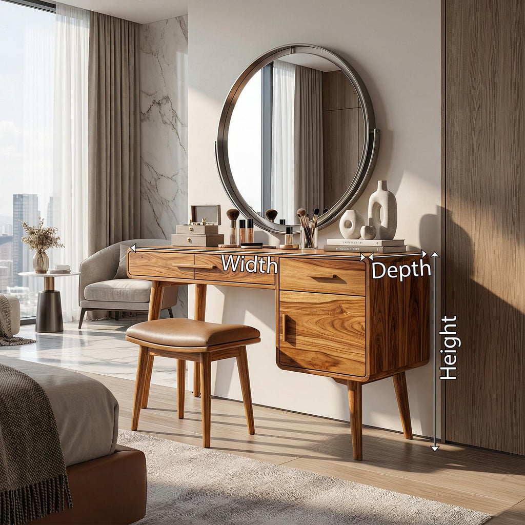 Spry Interior Contemporary Makeup Vanity Table with Storage, Modern Bedroom Dressing Desk & Beauty Station, SILDTTRMV019