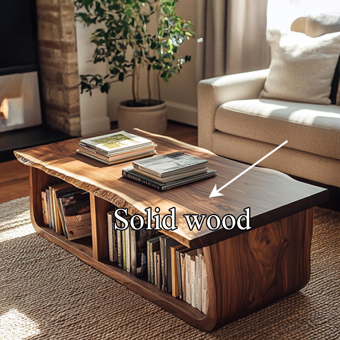 Mid Century Curved Live Edge Coffee Table, Handcrafted Wood Natural Slab Centerpiece Table for Living Room, Lounge