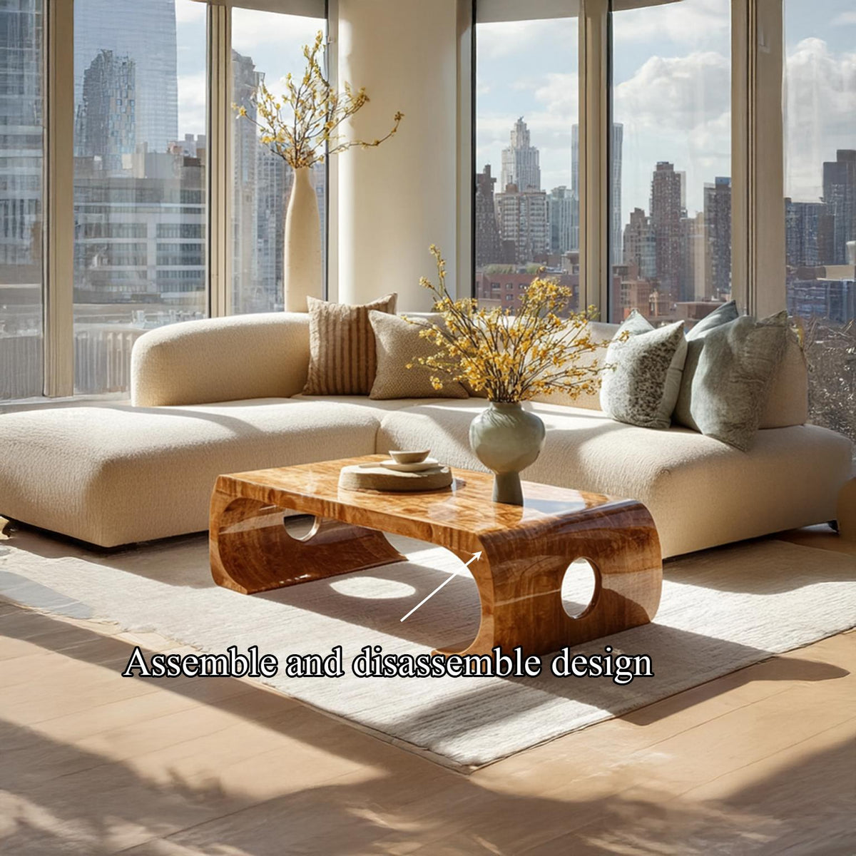 Spry Interior Mid Century Wood Coffee Table, Living Room Accent Decor Center Table, Model SINLSACF043