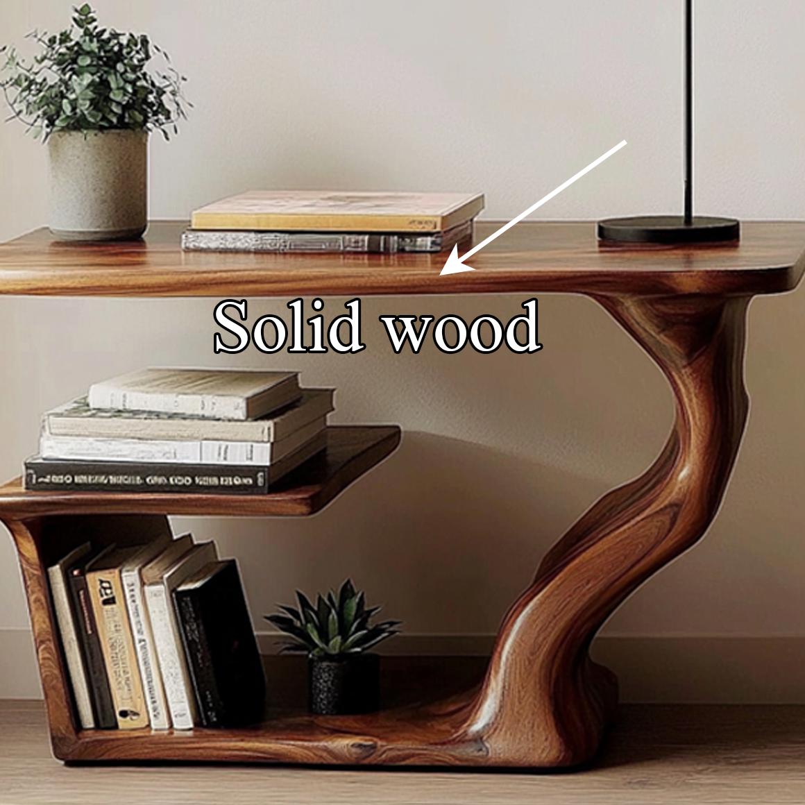 Mid-Century Modern Wood Side Table, End Table for Sofa & Bedroom Nightstand with Storage, Handmade Wood Side Desk