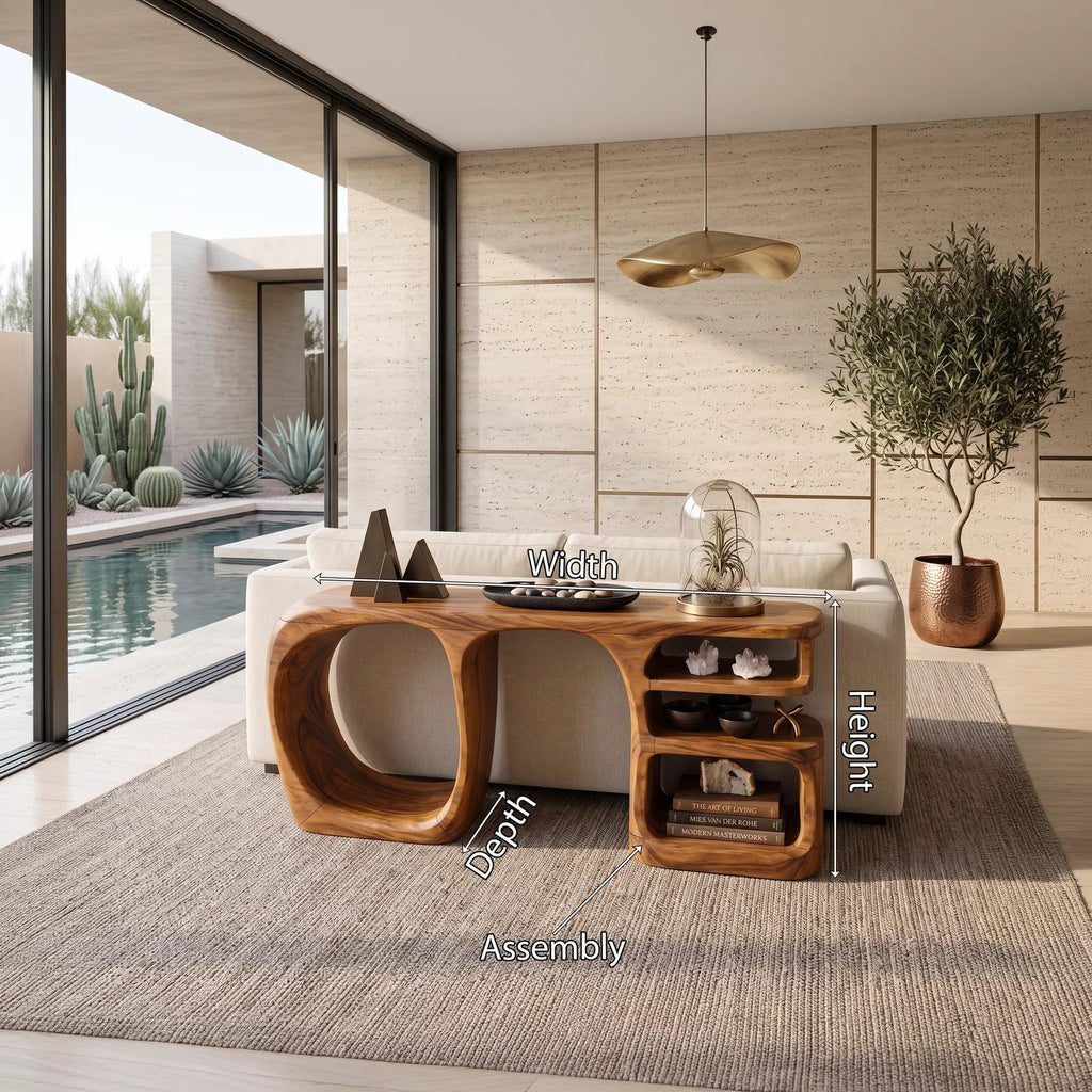 Organic Open Compartment Console For Contemporary Hallway