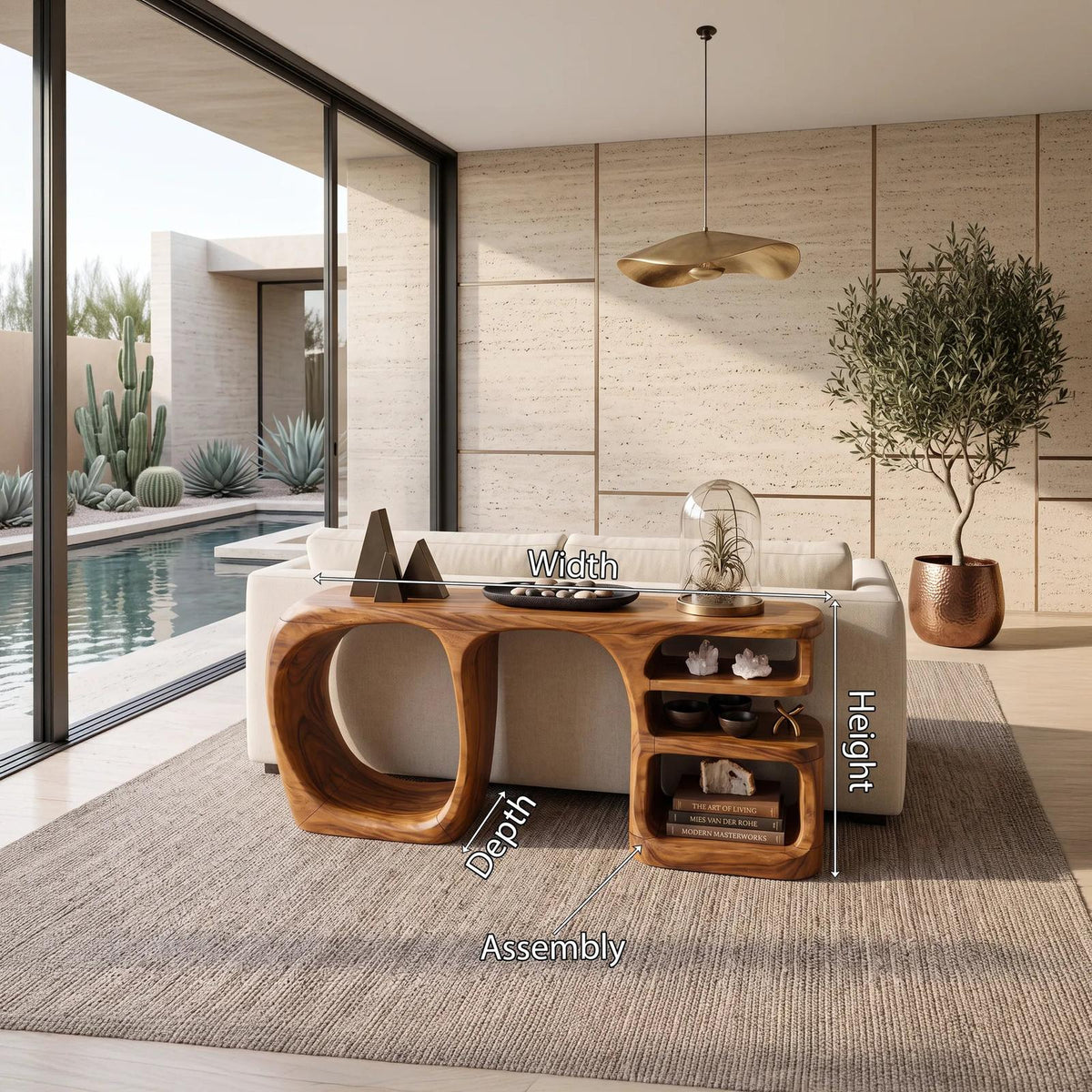Organic Open Compartment Console For Contemporary Hallway
