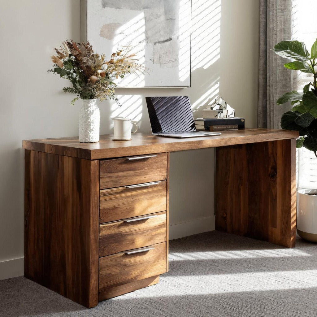 Minimalist Office Desk With Storage Drawers For Home Study