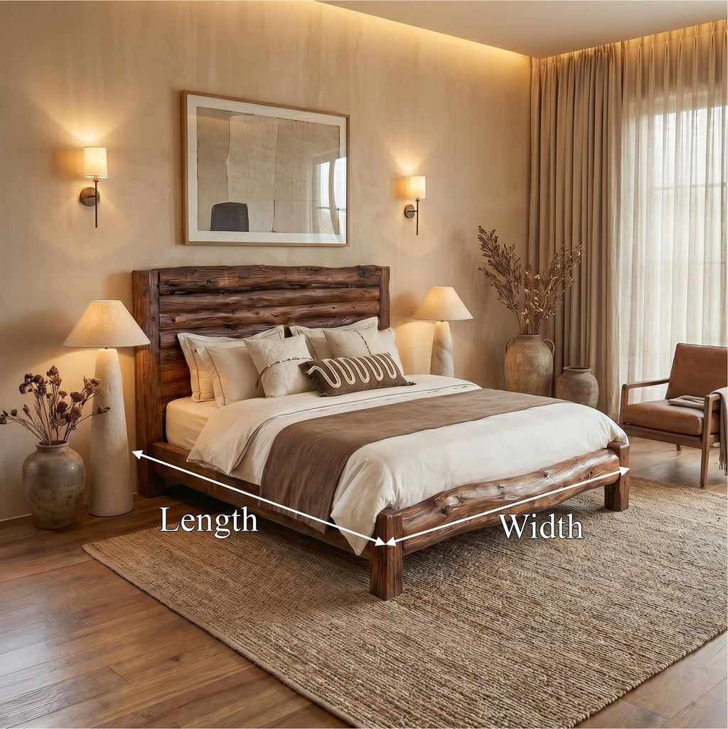 Minimalist Solid Wood Bed Frame, Modern Low Profile Wooden Platform Bed for Bedroom, Handcrafted Furniture
