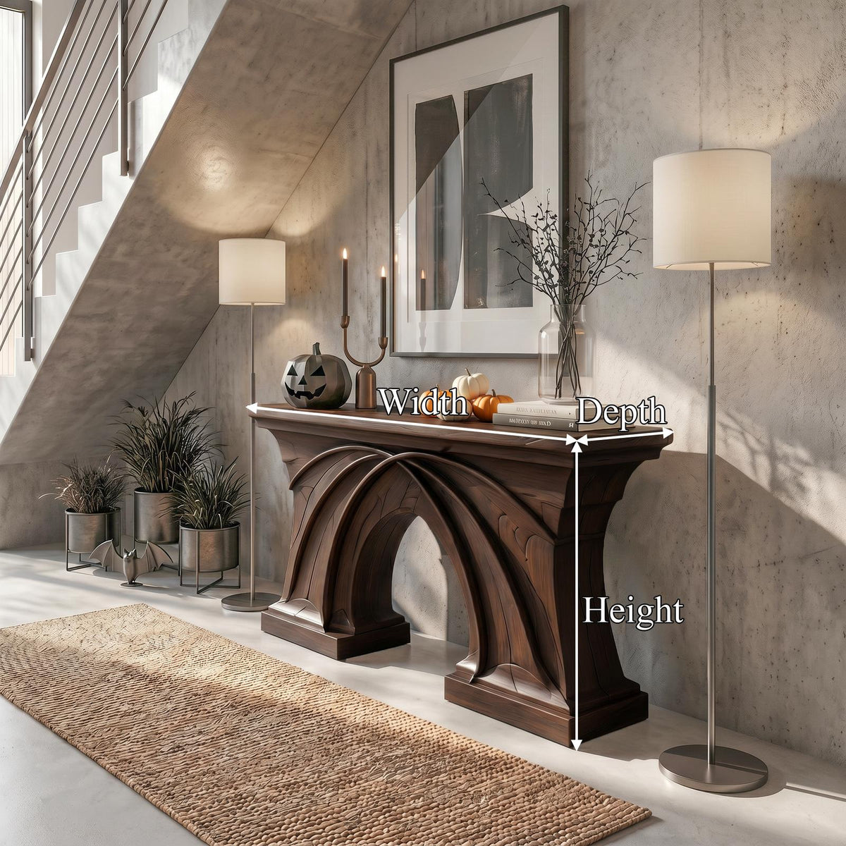 Rustic Console Table Handcrafted Flowing Sculptural Design For Living Room Entryway
