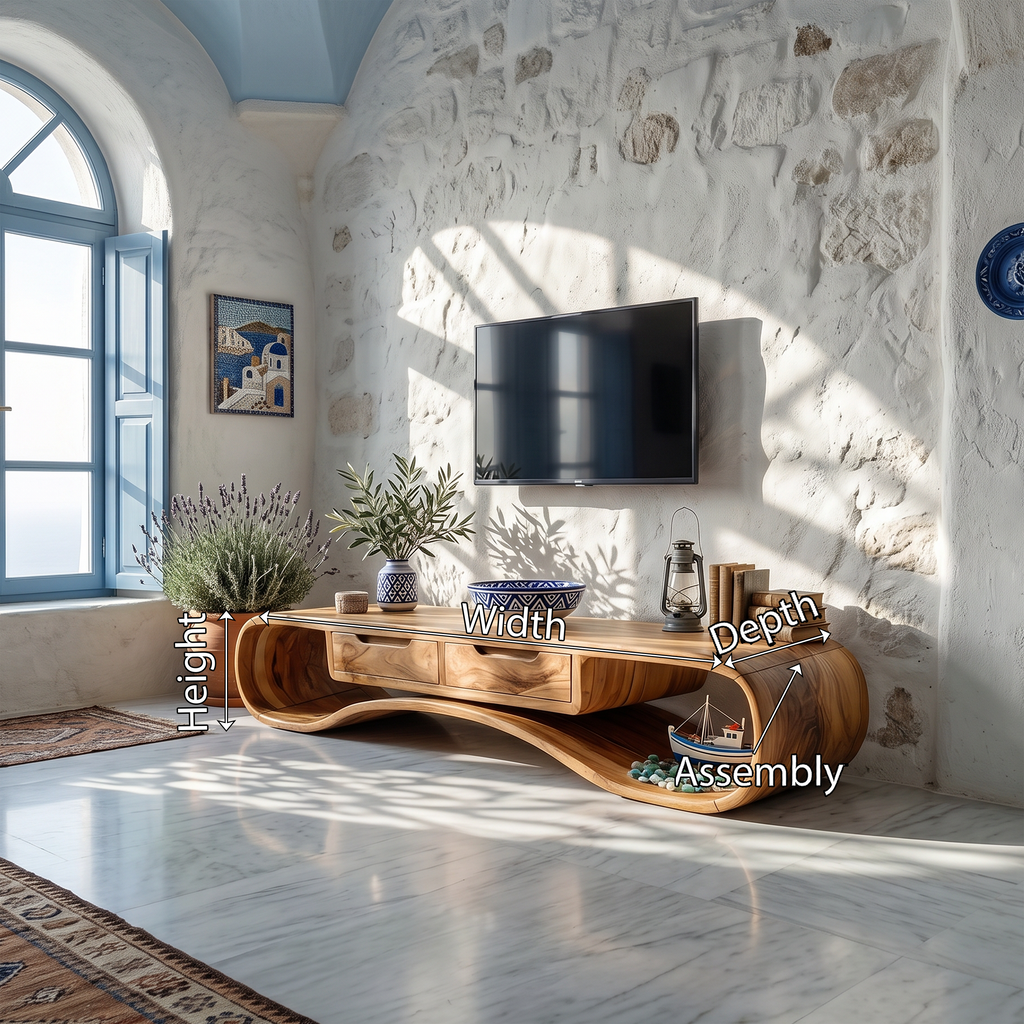 Modern Organic TV Cabinet, Solid Wood Media Console & Low Profile Entertainment Stand