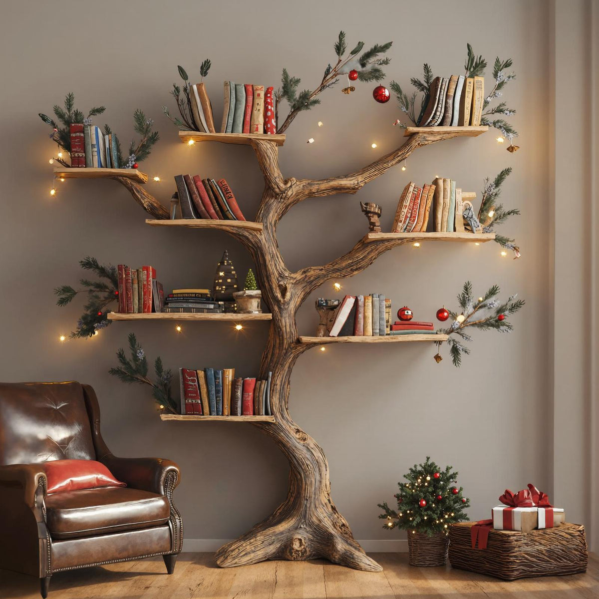 Tree Corner Bookcase Floating Bookshelf