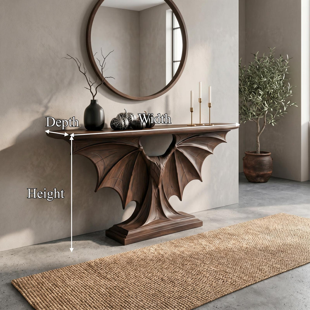 Modern Halloween Console Table With Sculptural Bat Wing Design For Living Room And Entryway