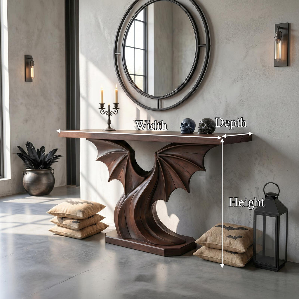 Contemporary Halloween Console Table With Sculptural Bat Wing Design For Entryway And Hallway