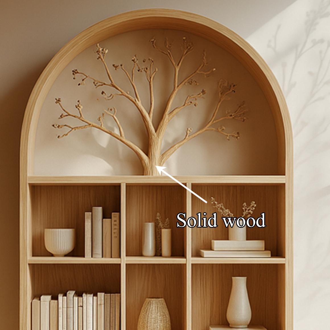 Scandinavian Rustic Solid Wood Storage Cabinet, Natural Tree Accent Hallway Buffet & Living Room Credenza