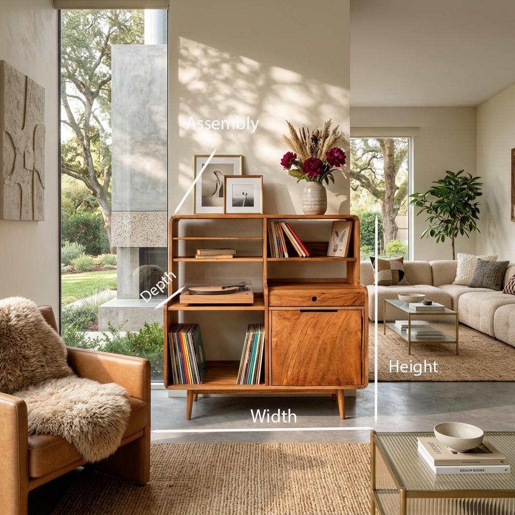 Mid-Century Vinyl Record Cabinet For Home Decor