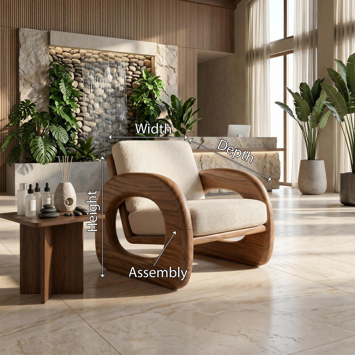 Resort Style Sculptural Armchair Wellness Reception Area SILDTTRCHR003