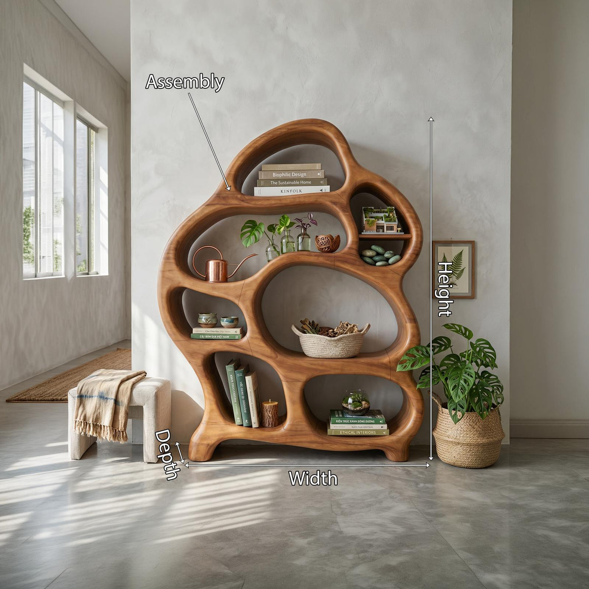 Mid Century Open Bookshelf For Living Space