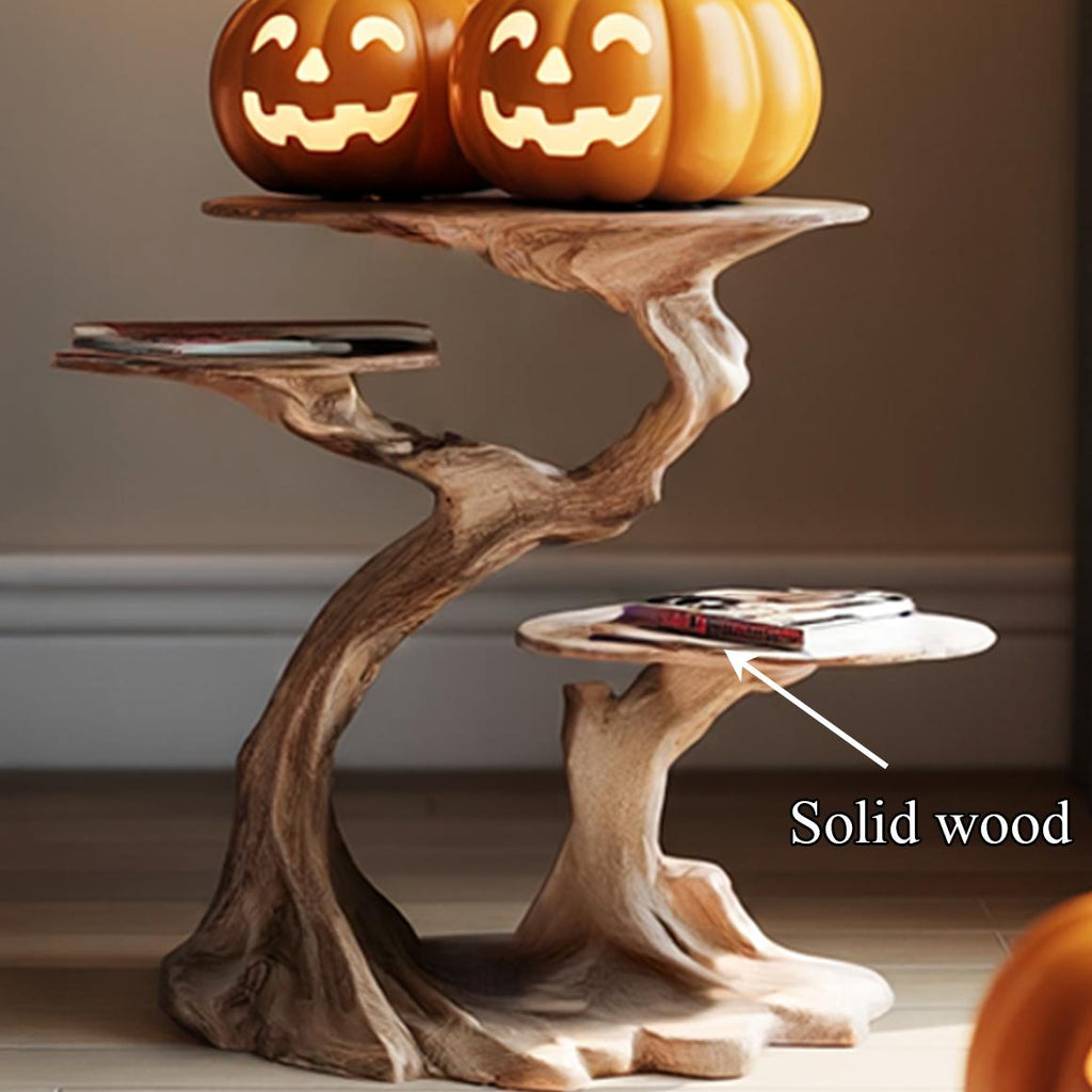 Rustic Branch End Table, Natural Wood Tree Branch Accent Side Table, Gothic Spooky Nightstand for Bedroom Decor