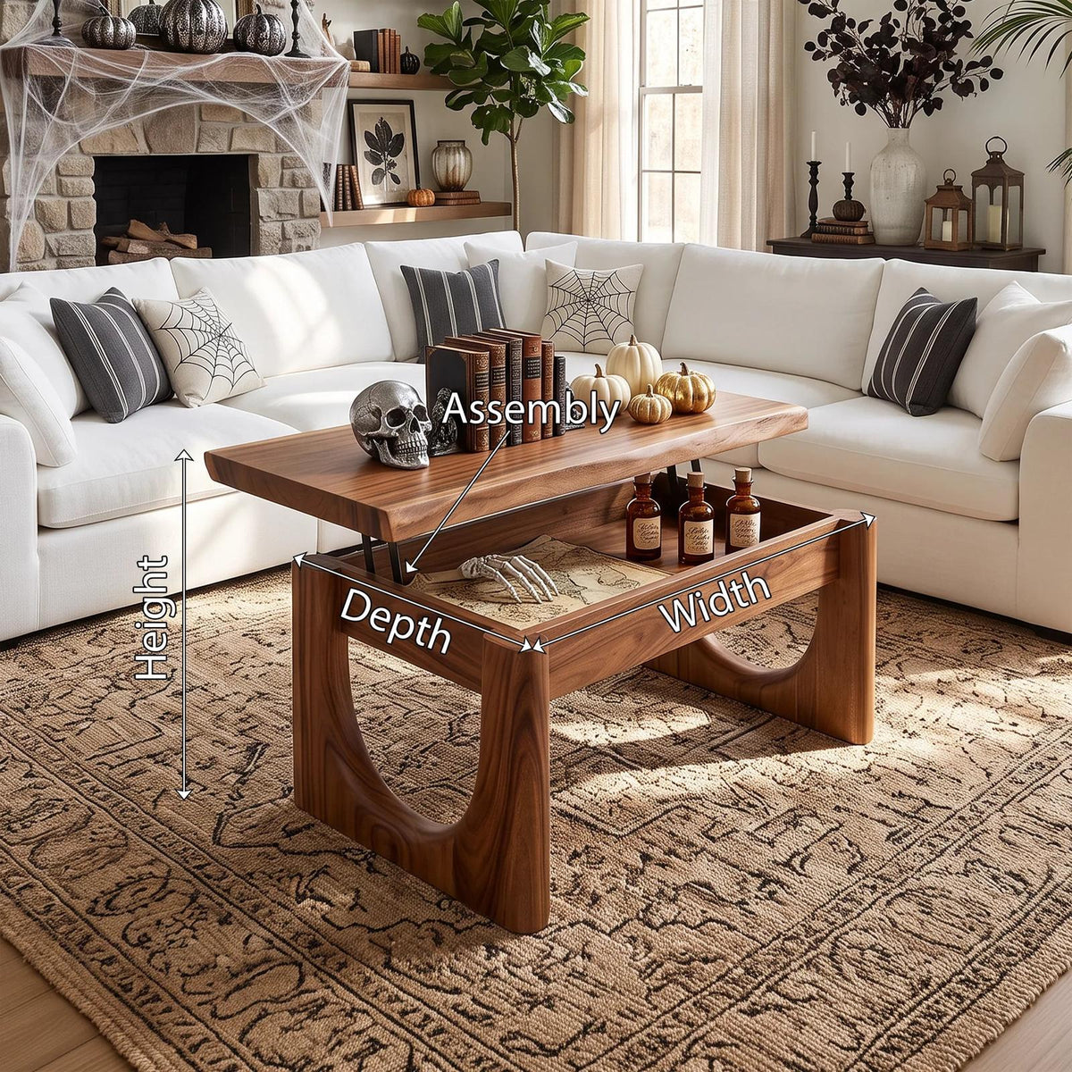Farmhouse Halloween Lift Top Coffee Table Country Cottage