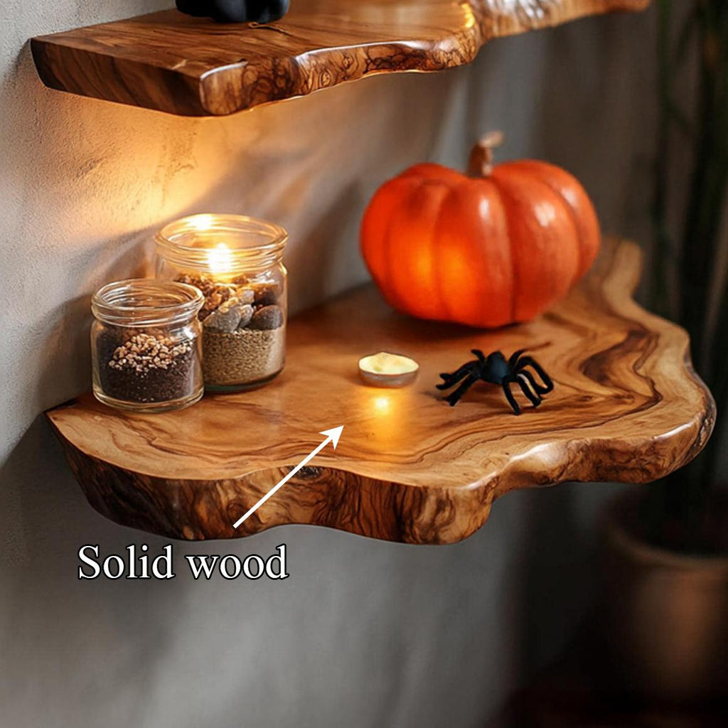 Rustic Floating Shelf, Wooden Tree Branch Wall Mounted Floating Shelf, Spooky Gothic Living Room Decor Display