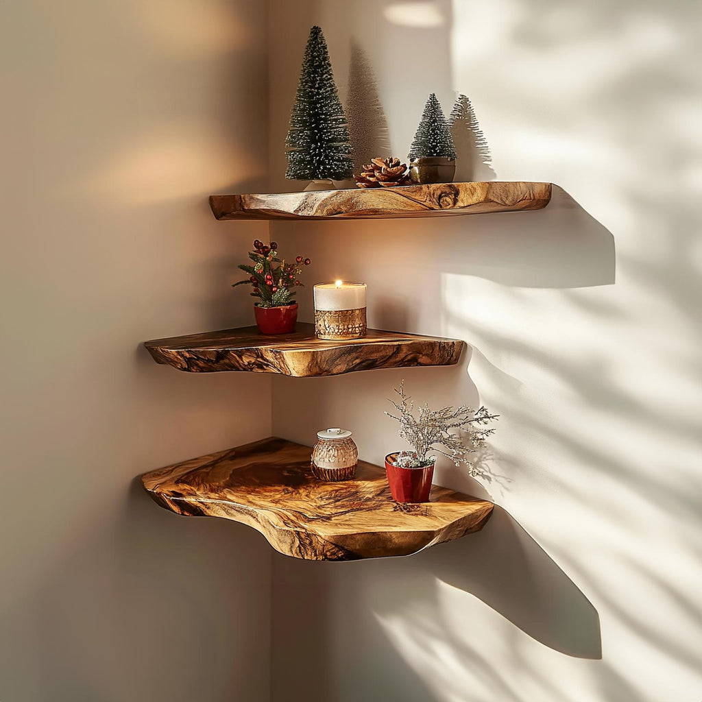 Oak Floating Corner Shelf Rustic Floating Shelf Christmas Gifts