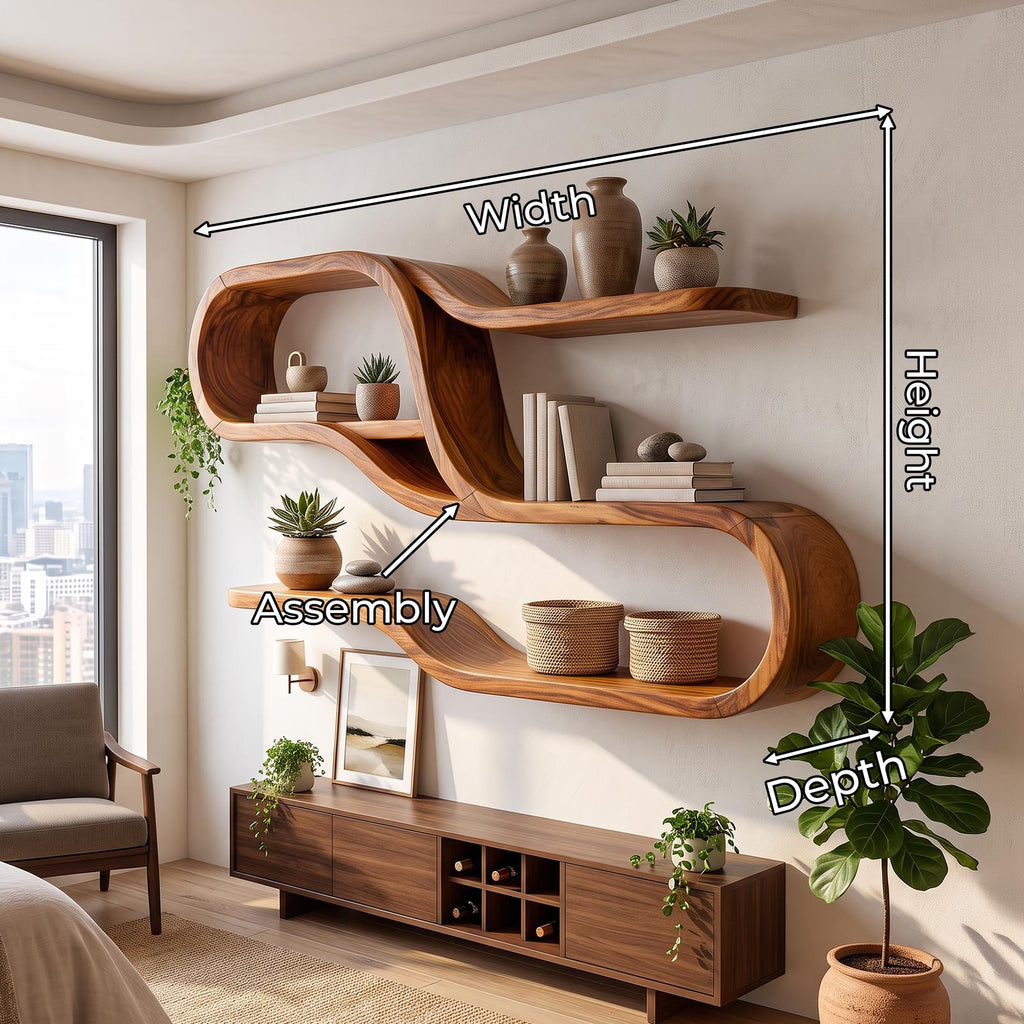 Mid Century Modern Wooden Display Shelves for Bedroom