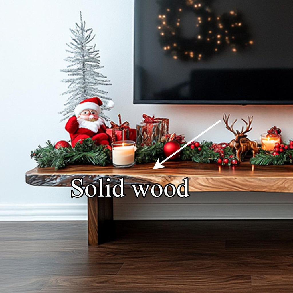 Rustic Solid Wood TV Stand, Live Edge Media Console Cabinet for Living Room Entertainment Center