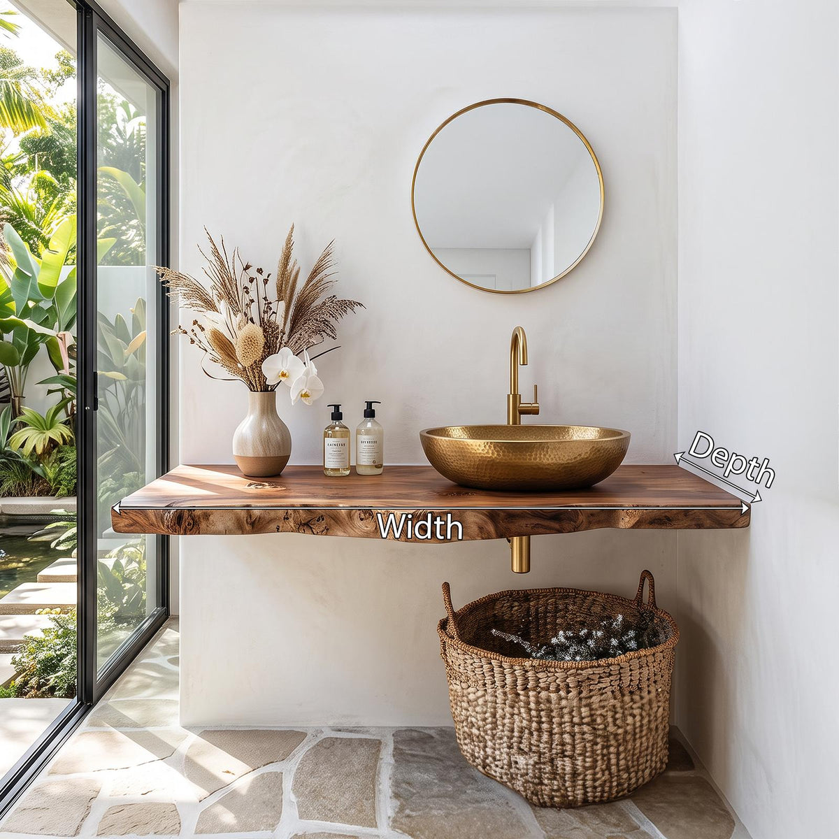 Handcrafted Vanity With Live Edge Look For Bathroom SILDTTRBAS011