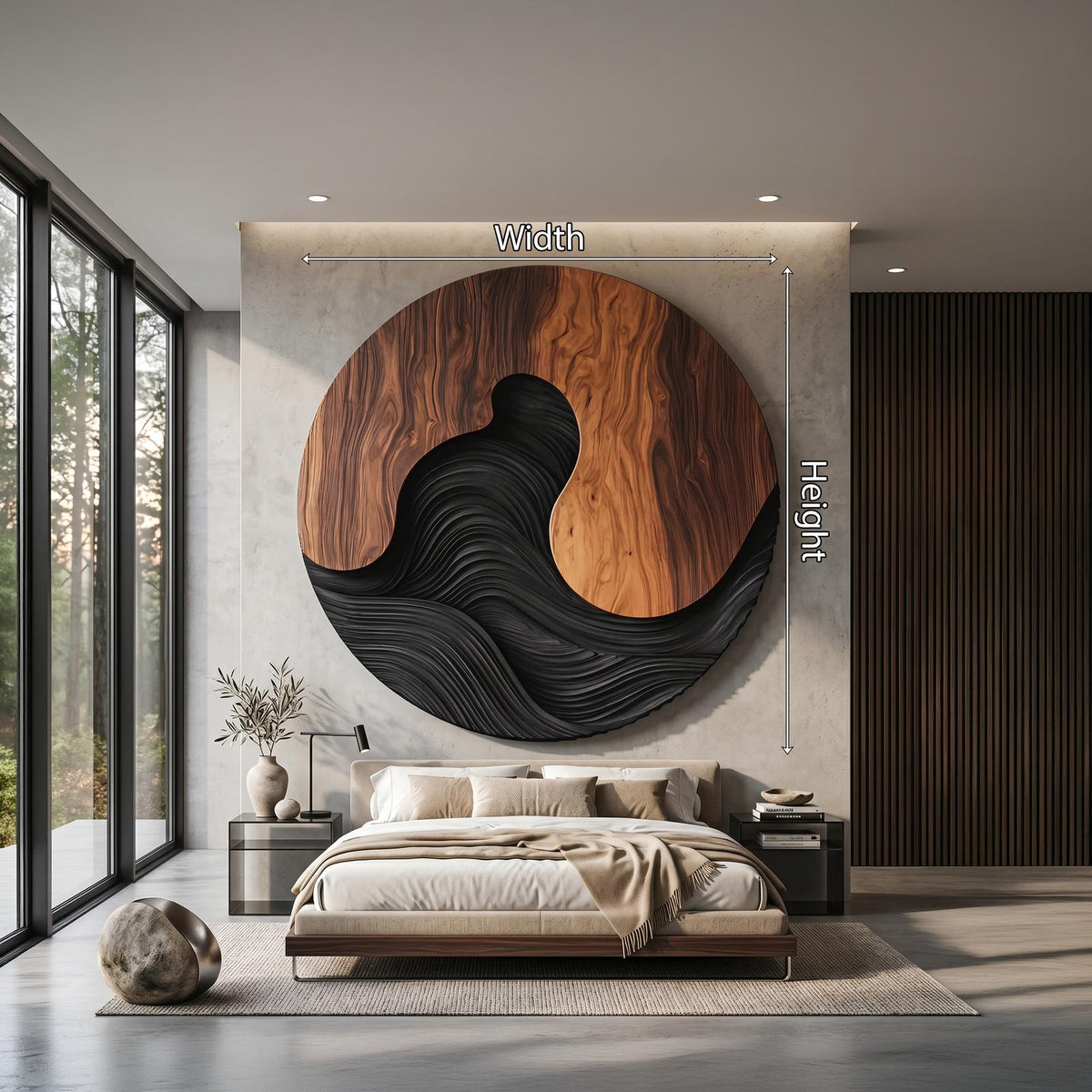 Scandinavian Artistic Wood Wall Art, Modern Minimalist Abstract Wall Decor Panel for Open Concept Living Space