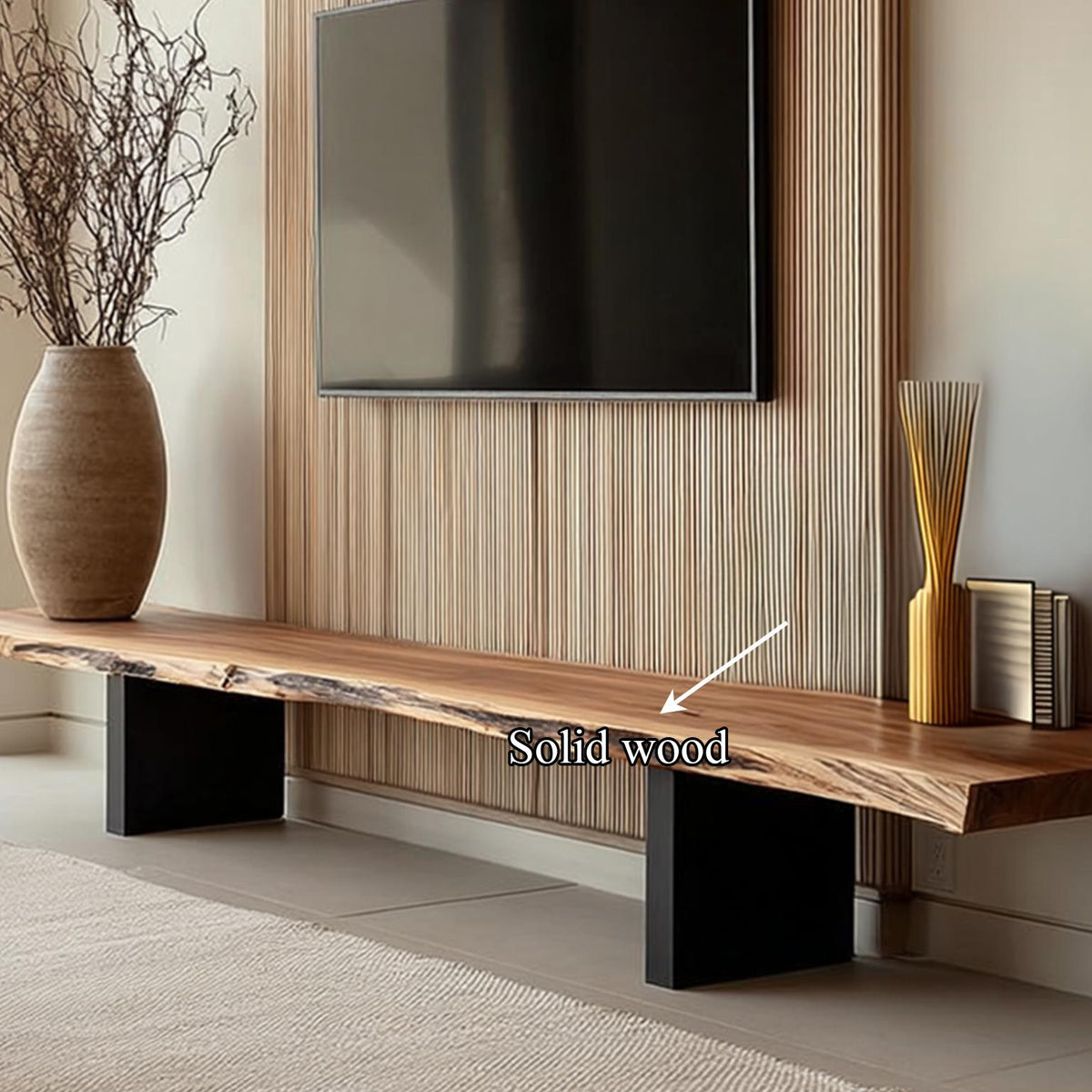 MidCentury TV Console Live Edge Living Room