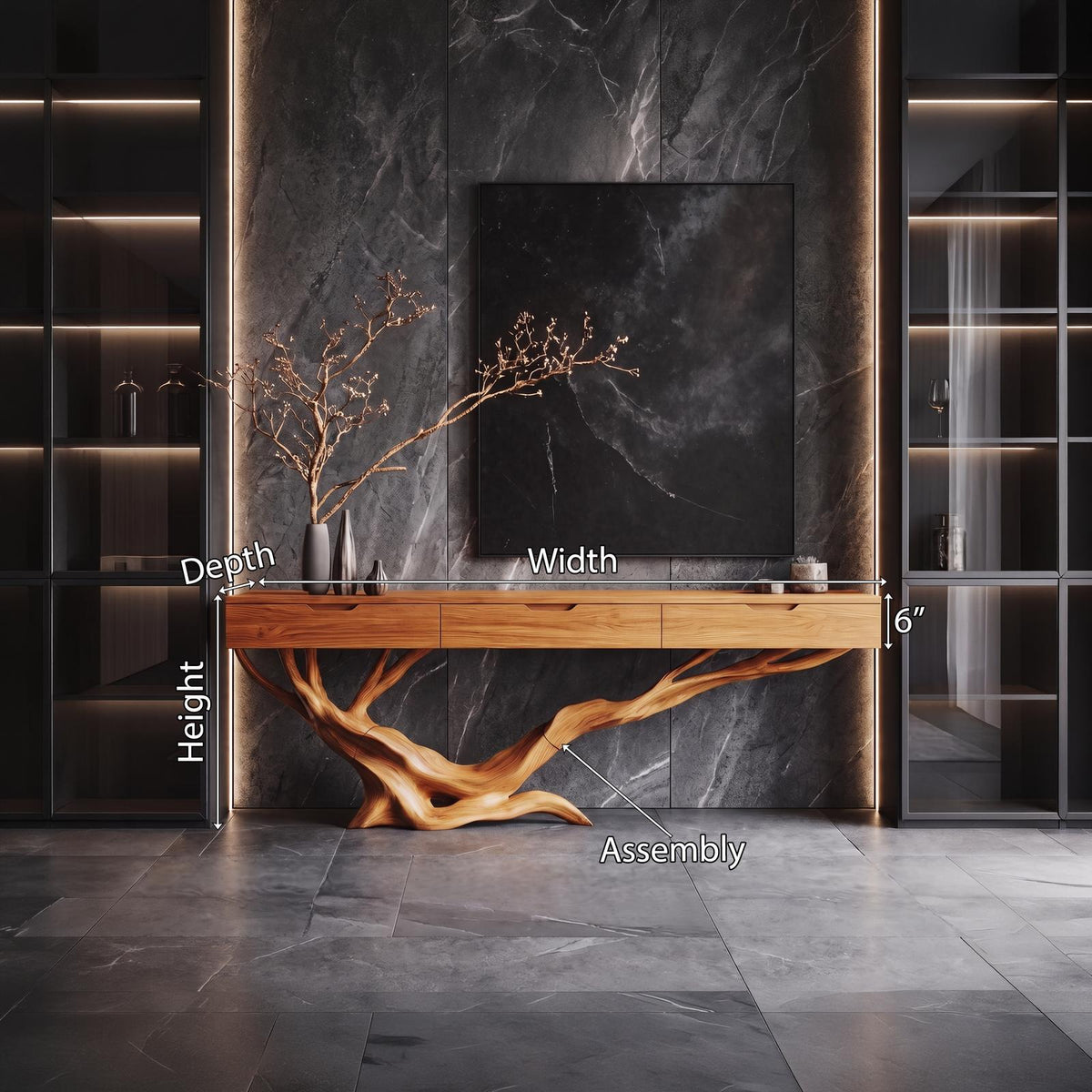 Mid Century Live Edge Entryway Table For Furniture Decor Modern