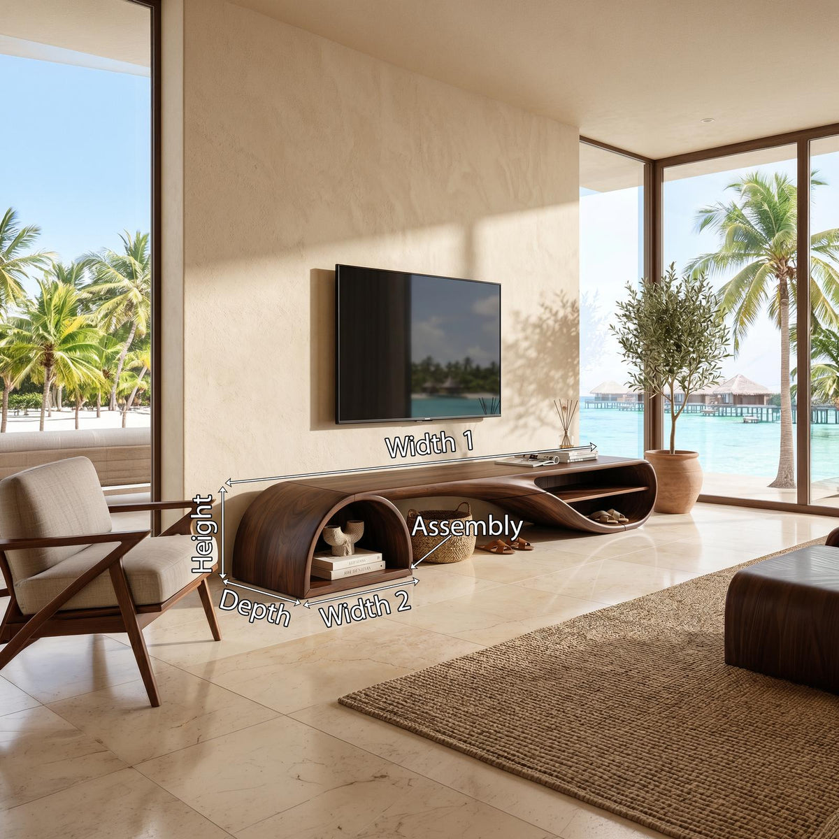 Minimalist Floating TV Stand, Wall-Mounted Wooden Media Console for Apartment Living Room