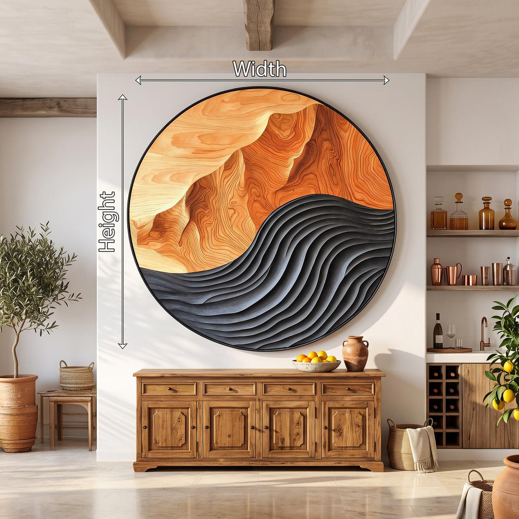 Mid Century Modern Large Wood Wall Sculpture, Handcrafted 3D Geometric Wooden Art Panel for Entryway & Living Room Focal Point