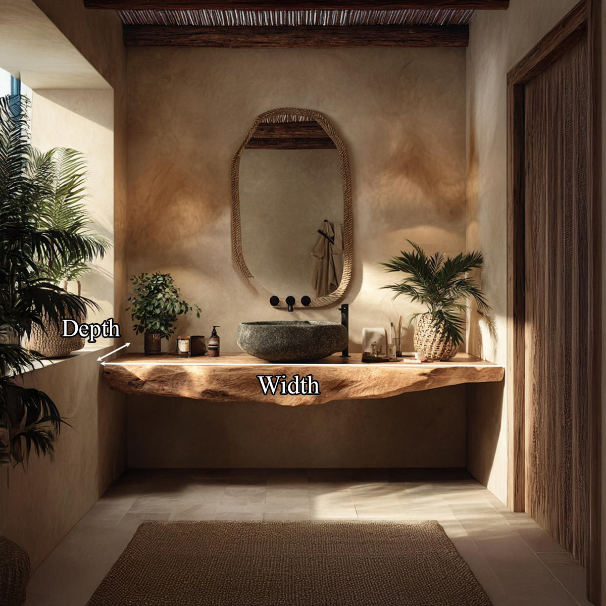 Rustic Floating Shelf Single Vanity Bathroom