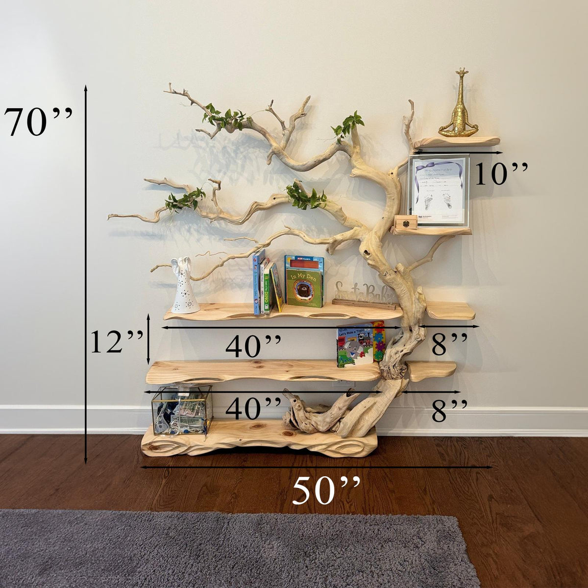 Tree Branch Standing Driftwood Shelf