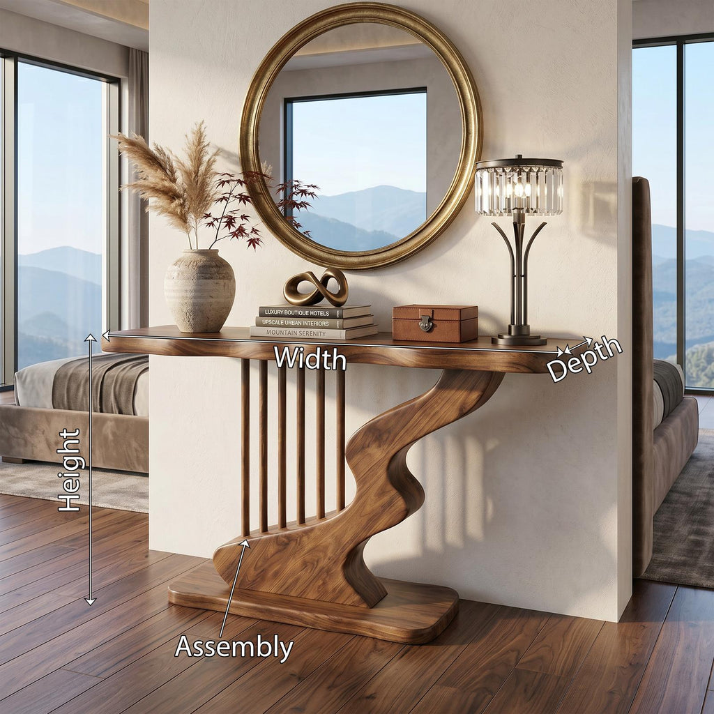 Bohemian Curved Base Console Table Cozy Entryway