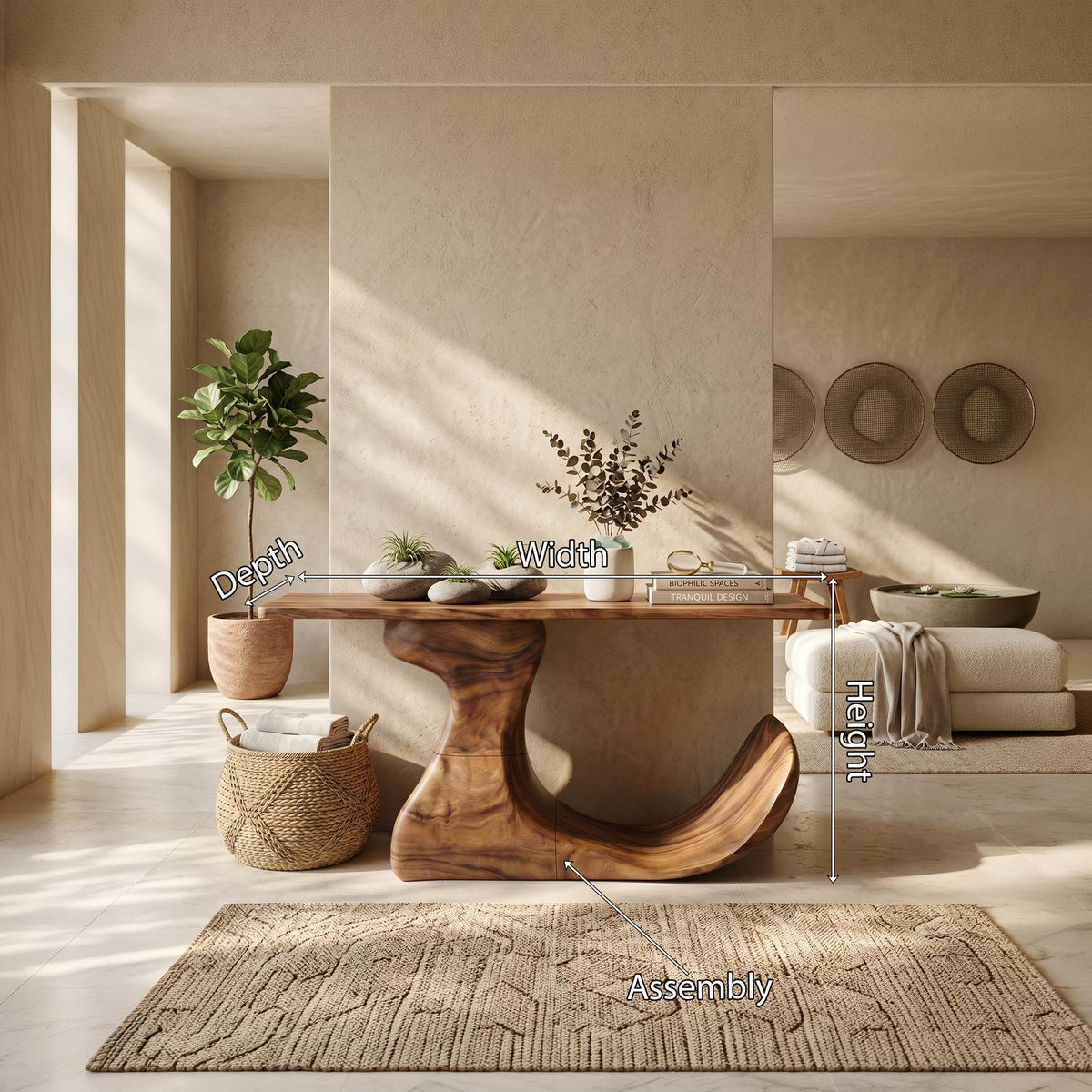 Mid Century Organic Edge Console Table For Grand Foyer Interior