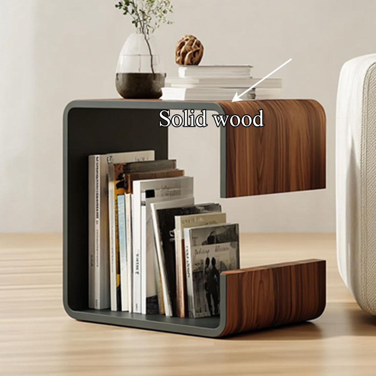 Mid-Century Modern Wood Bedside Table, Side Accent Nightstand with Storage for Bedroom & Living Room, Handcrafted