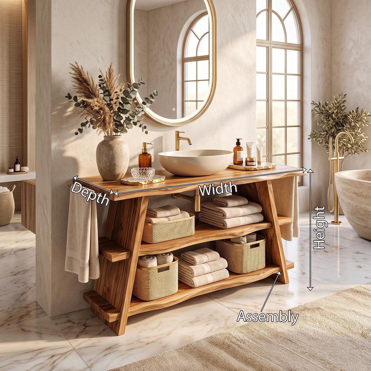 Spry Interior Rustic Wood Bathroom Vanity with Drawer, Single Sink Storage Console Cabinet for Small Compact Bathrooms, SILDTTRBRV047