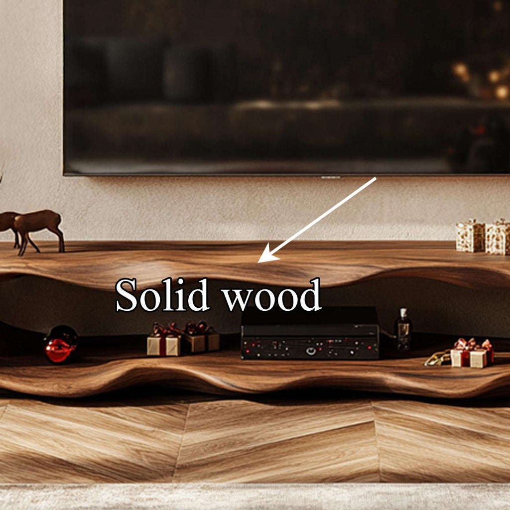 Rustic Wood TV Stand Cabinet, Farmhouse Solid Timber Media Console, Television Credenza Storage for Living Room