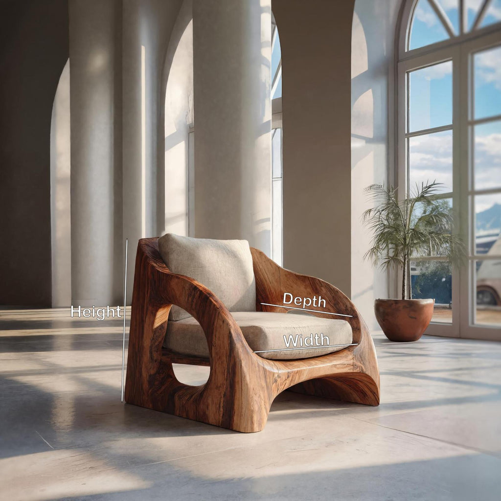 Mid Century Armchair With Sculptural Design For Living Room RTTHHNCHR102