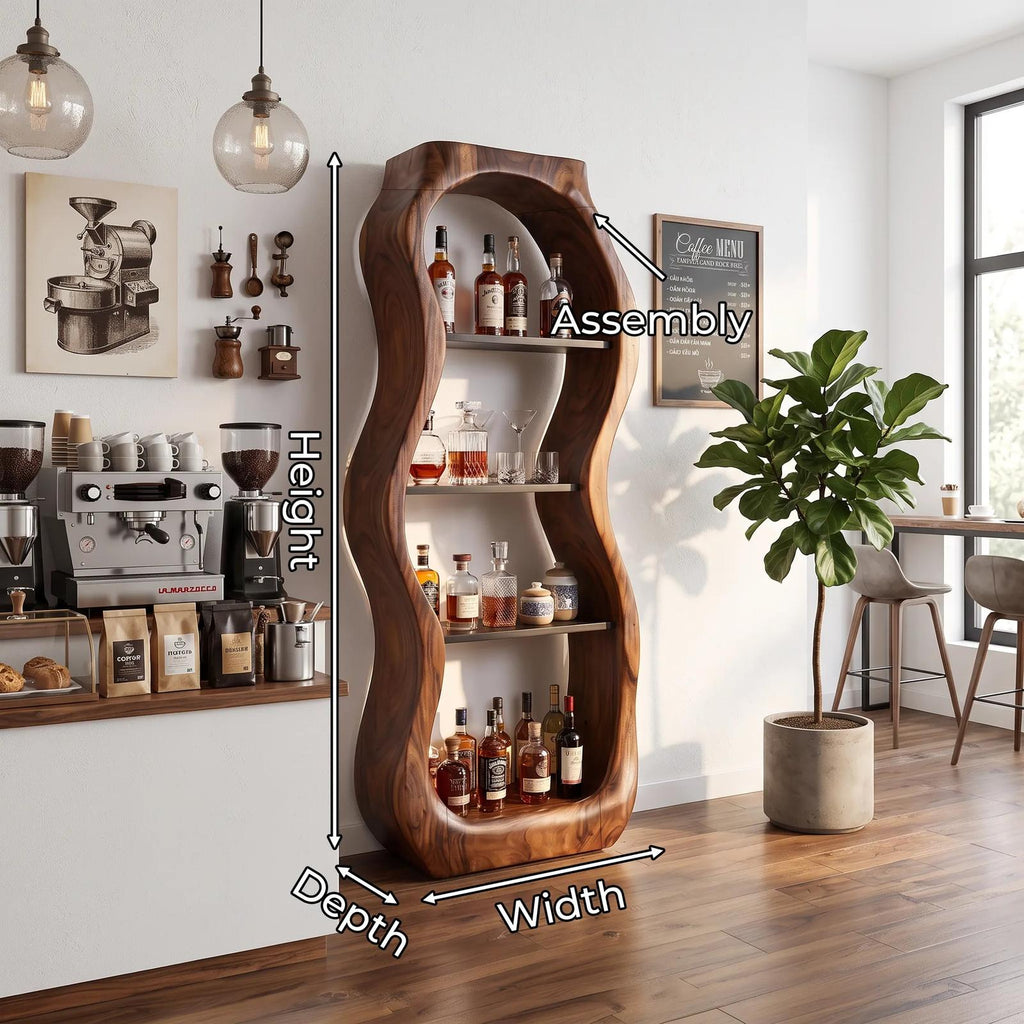 Handcrafted Sculptural Liquor Cabinet Modern Cafe
