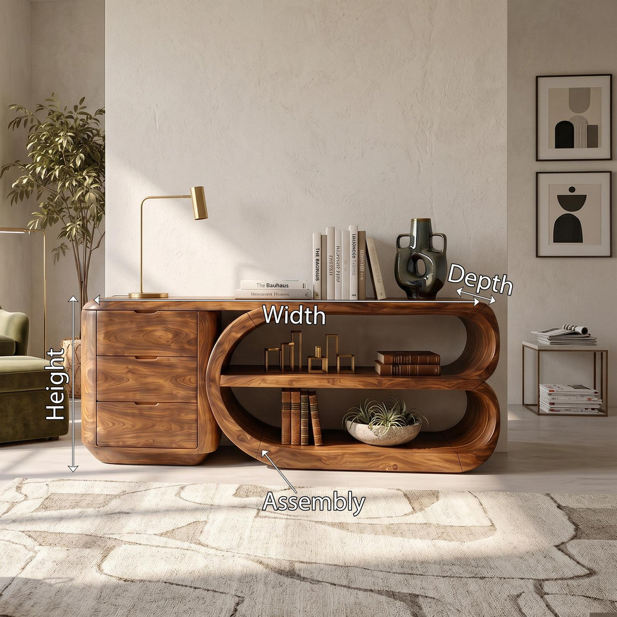 Organic Geometric Console Table Luxury Entryway