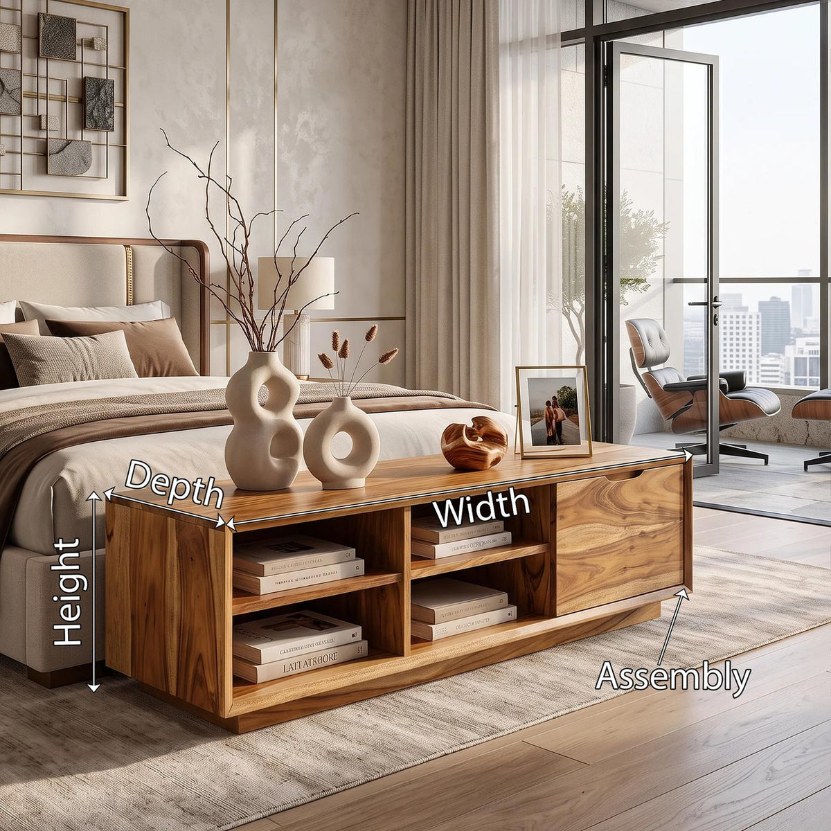 Minimalist Bedroom Storage Bench Shelves For Modern Interior