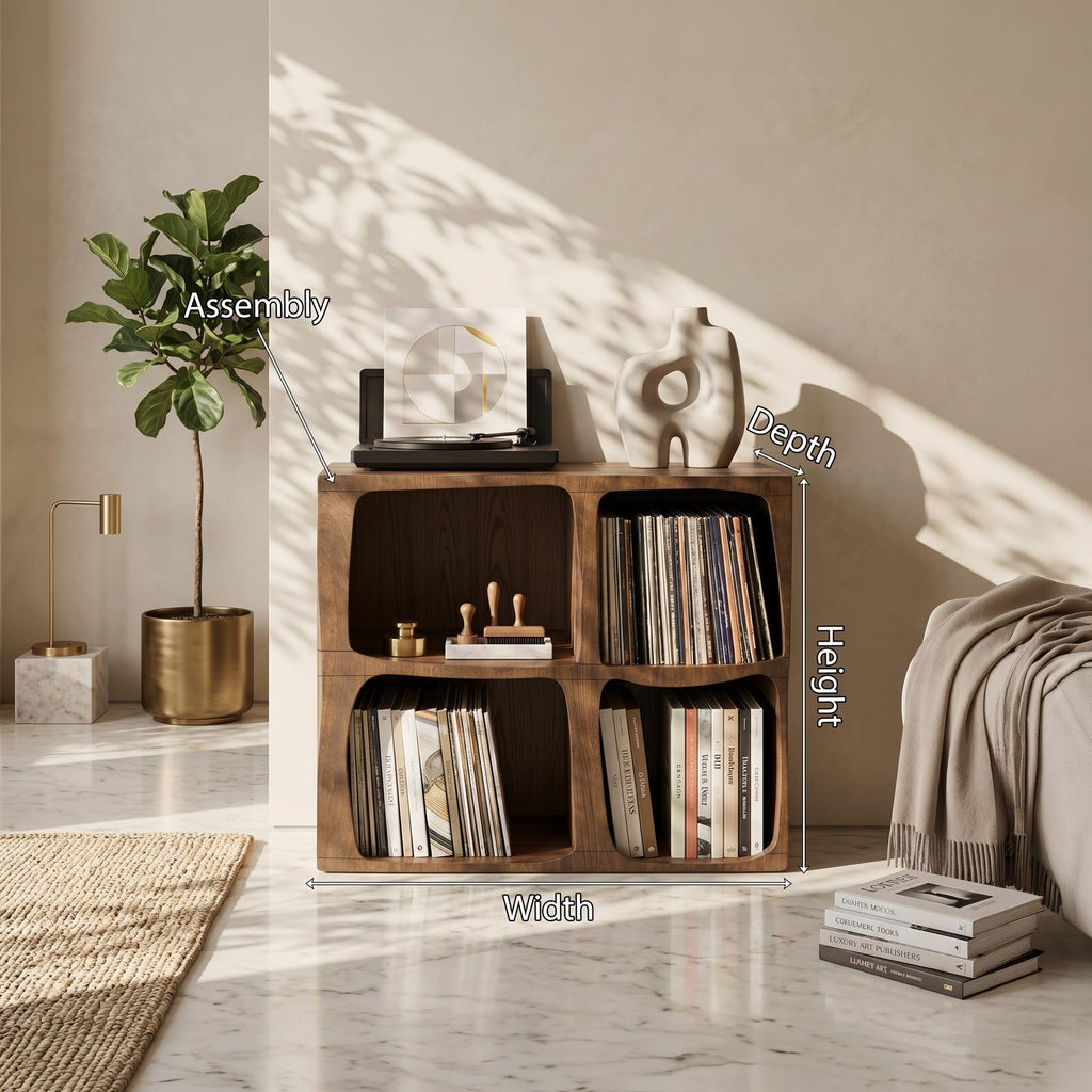 Mid Century Live Edge Record Stand Modern Living Room