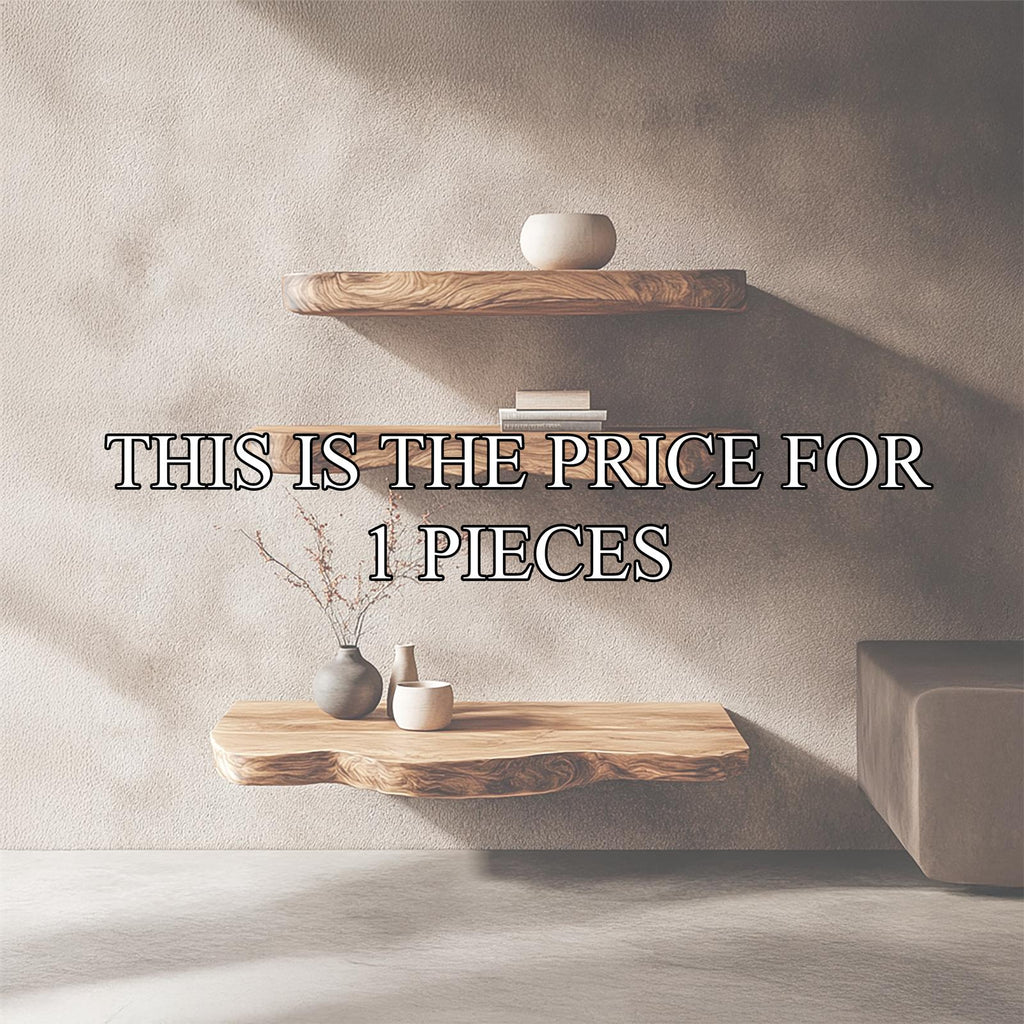 Rustic Nature Inspired Floating Display Shelves Solid Wood Living Room Interior Statement Feature