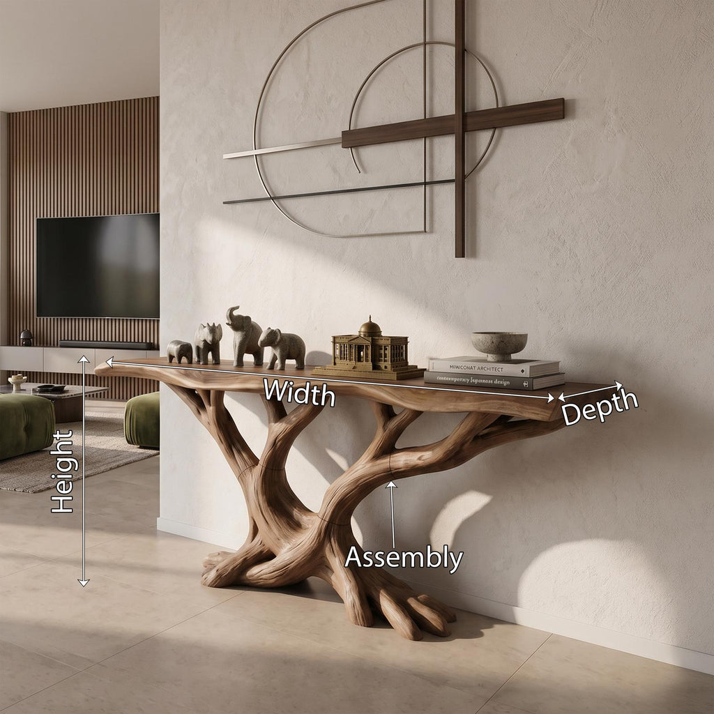 Organic Twisted Wood Console Table Contemporary Hallway