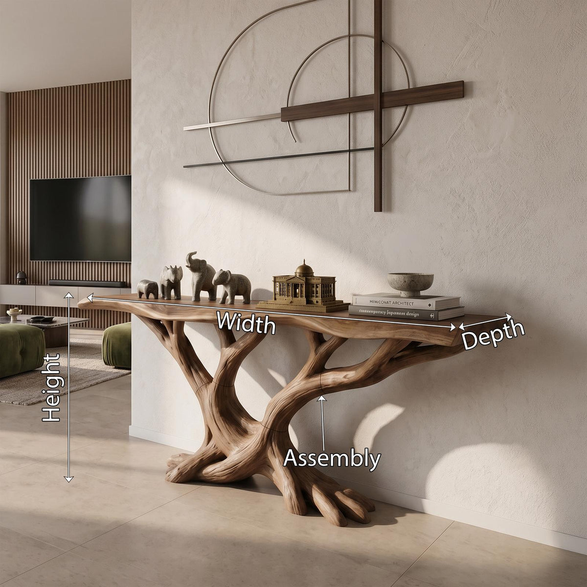 Organic Twisted Wood Console Table Contemporary Hallway