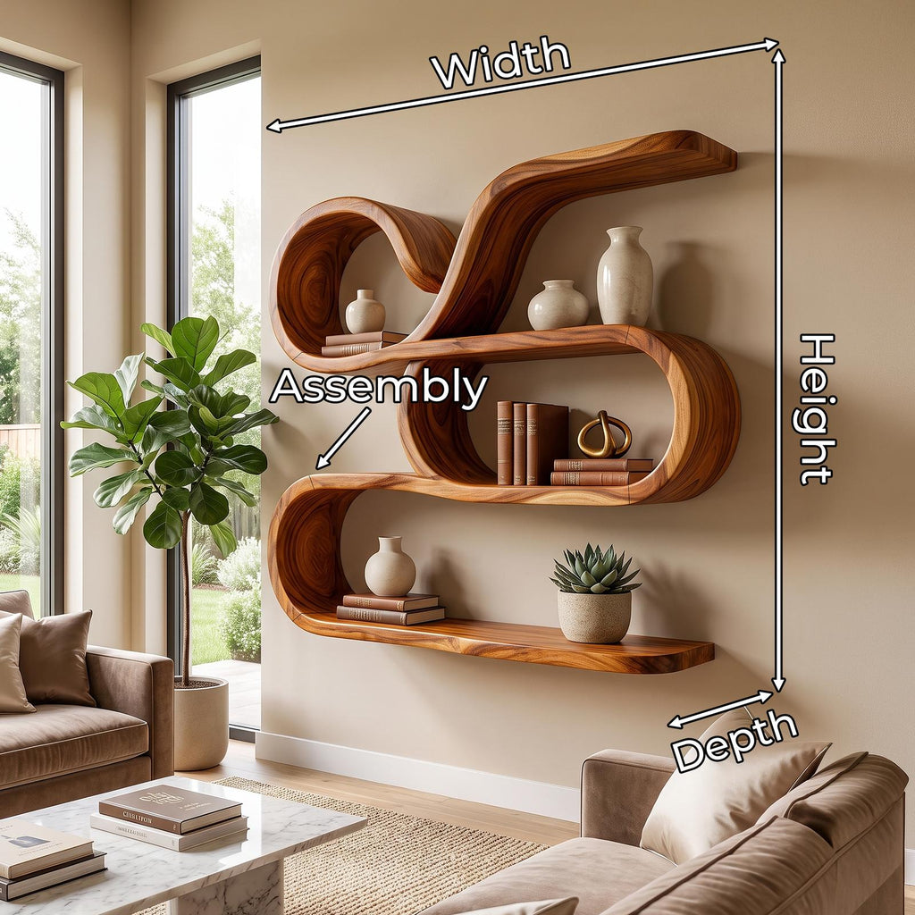 Coastal Wooden Floating Storage Shelves for Bathroom
