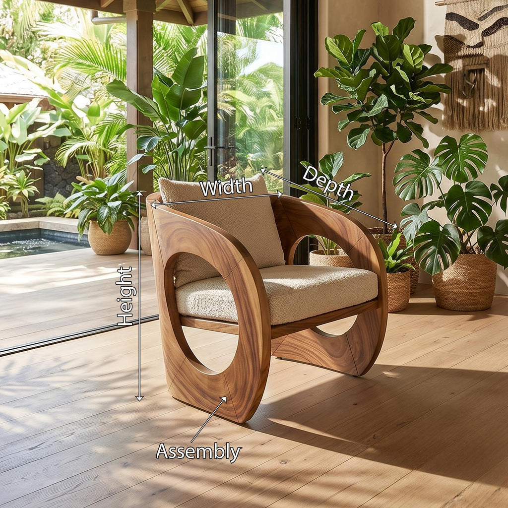 Tropical Organic Modern Wooden Chair Garden Lounge SILDTTRCHR004