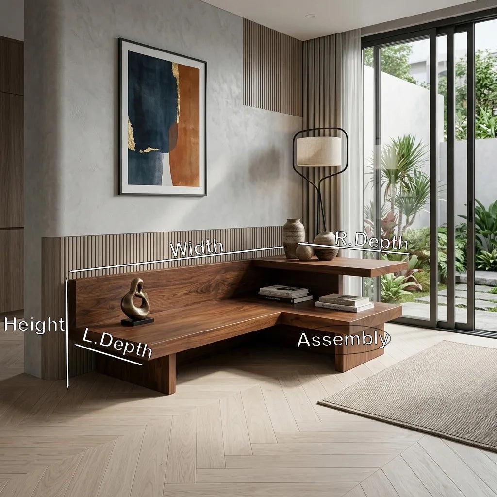 Modern L Shaped Sofa Integrated Shelving For Living Room